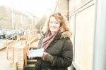 Sinead distributing Fire Station leaflets